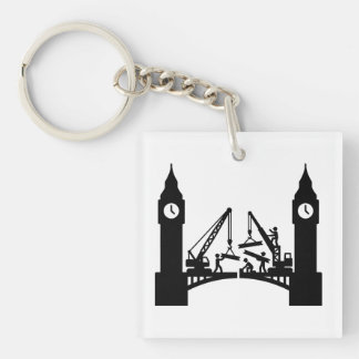 Epic london clock tower bridge construction keychain