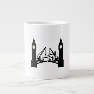 Epic london clock tower bridge construction large coffee mug
