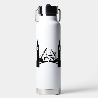 Epic london clock tower bridge construction water bottle