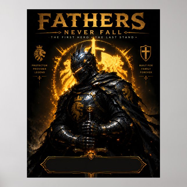 Epic Medieval Father Knight Art Poster (Front)