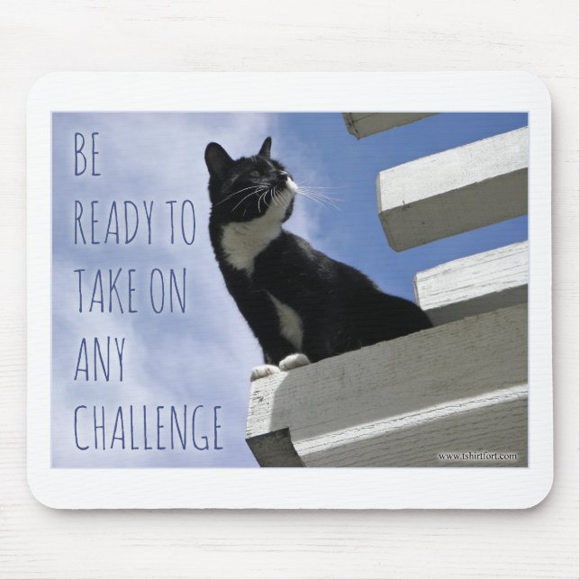 Epic Motivational Challenge Motivational Cat Quote Mouse Pad (Front)