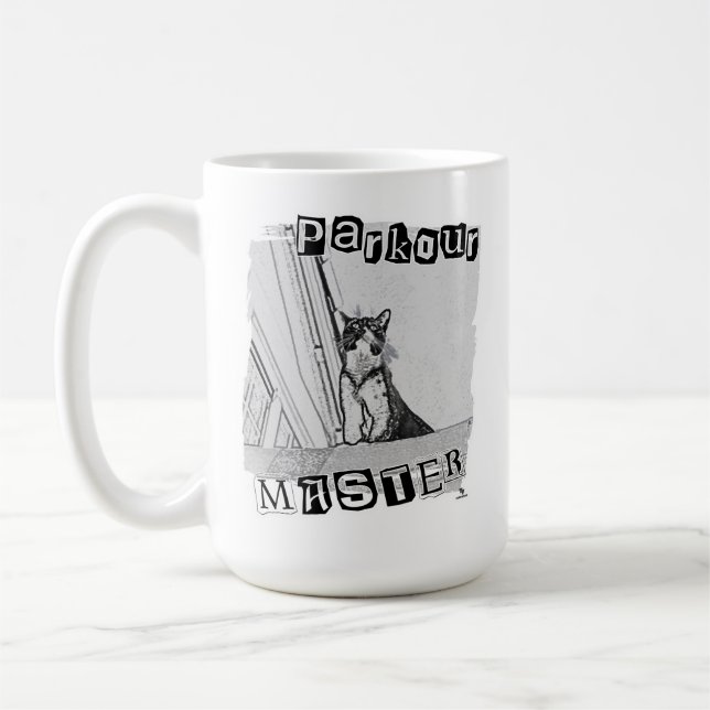 Epic Parkour Master Funny Punk Kitty Design Coffee Mug (Left)
