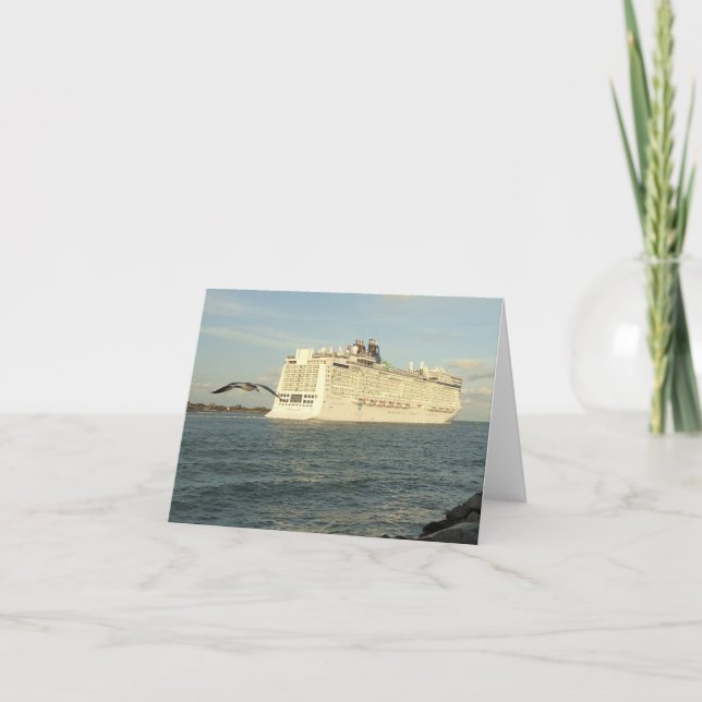Epic Pursuit - Bird and Cruise Ship Blank Note Thank You Card (Front)