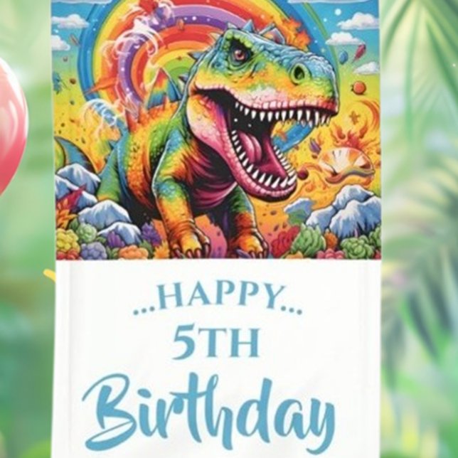 Epic Rainbow Dinosaur Birthday Party Banner (Celebrate your little one’s special day with our Epic Rainbow Dinosaur Birthday Party Banner! )