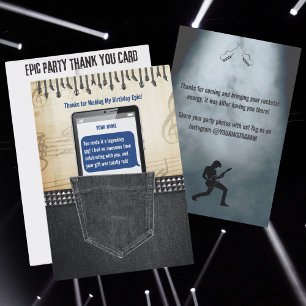 Epic Rock & Roll Birthday Party Thank You Card