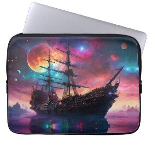 Epic Sailing Ship Skies and Planets Laptop Sleeve
