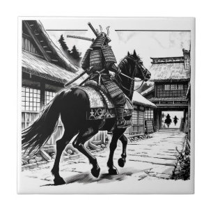 Epic Samurai Rider Manga Art Print Tile