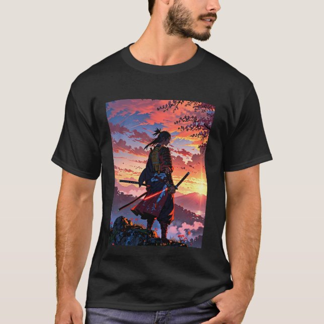Epic Samurai Warrior T-Shirt Design – Anime Style (Front)