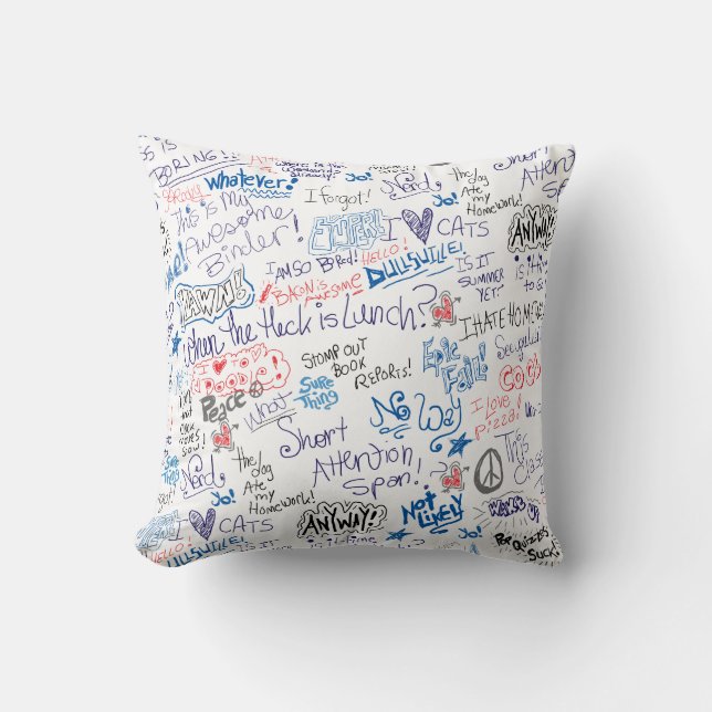 Epic School Day Doodle Time Fun Art  Throw Pillow (Front)