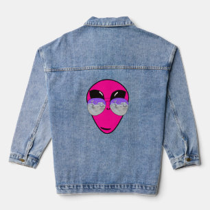 Epic Shades Alien Head Cool Pink Art Denim Jacket