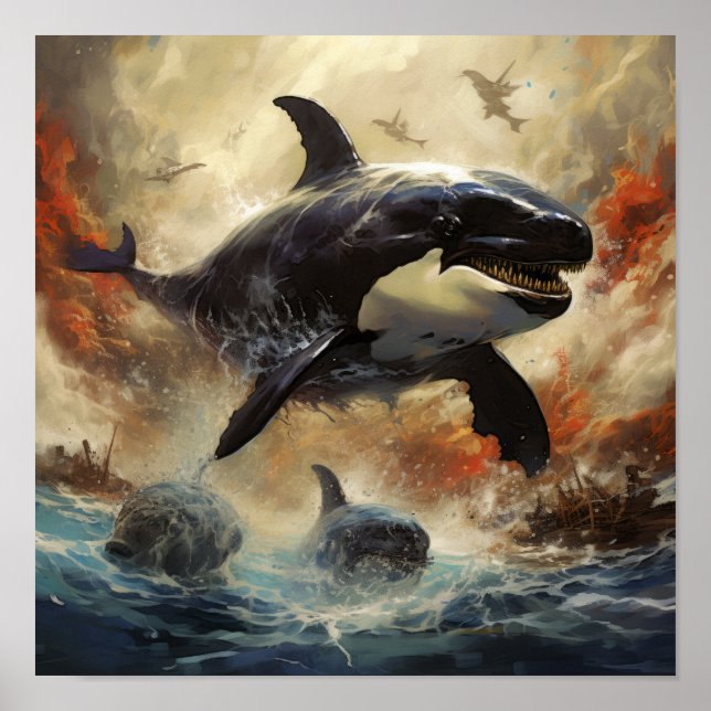Epic Shodown : Orca vs Godzilla Poster - Unleash t (Devant)