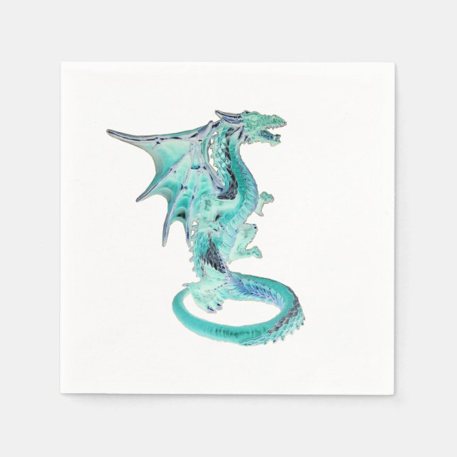Epic Sky Blue Dragon Fantasy Mythical Party x 50 Napkin (Front)