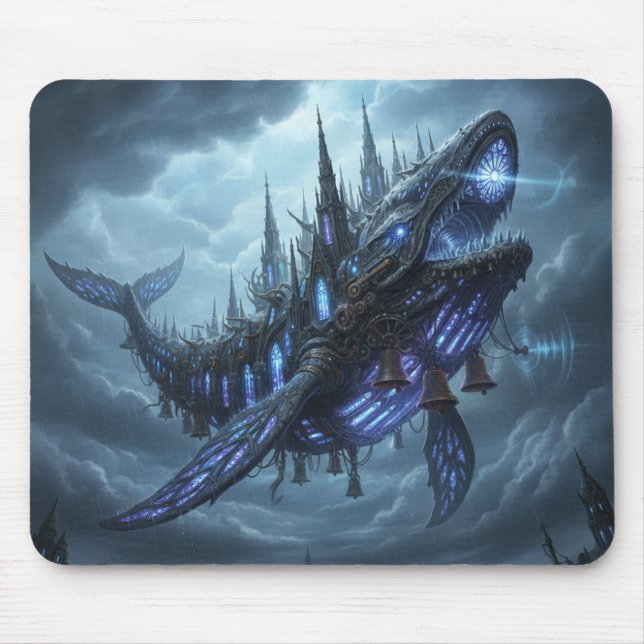 Epic Sky Leviathan Mousepad A Steampunk Art Piece (Front)