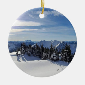 Epic Snow and Mountain View Ceramic Ornament