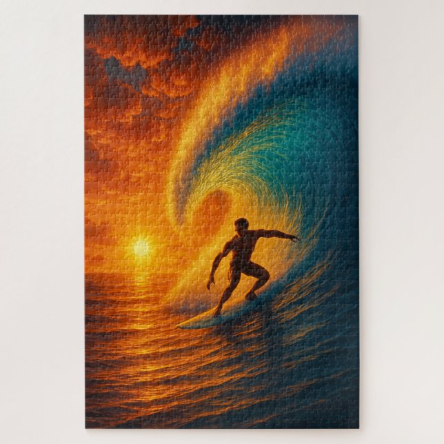 Epic Sunset Wave Surfer - Ocean Jigsaw Puzzle (Vertical)
