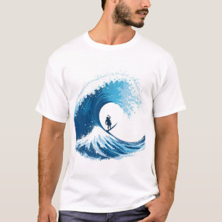 Epic Surfer Riding Giant Ocean Wave – Minimalistic T-Shirt