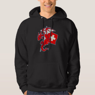 Epic Swiss Dragon  Proud Switzerland Flag Hoodie