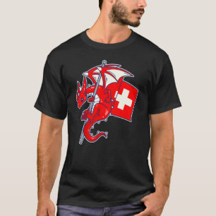 Epic Swiss Dragon  Proud Switzerland Flag T-Shirt