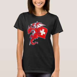 Epic Swiss Dragon  Proud Switzerland Flag T-Shirt