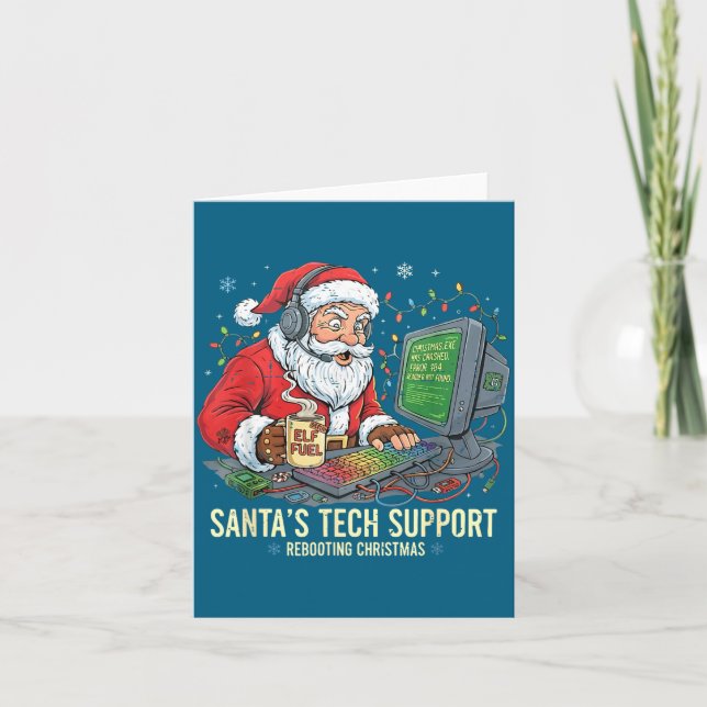 Epic Tech Support Rebooting s Computer Santa Santa Card (Front)