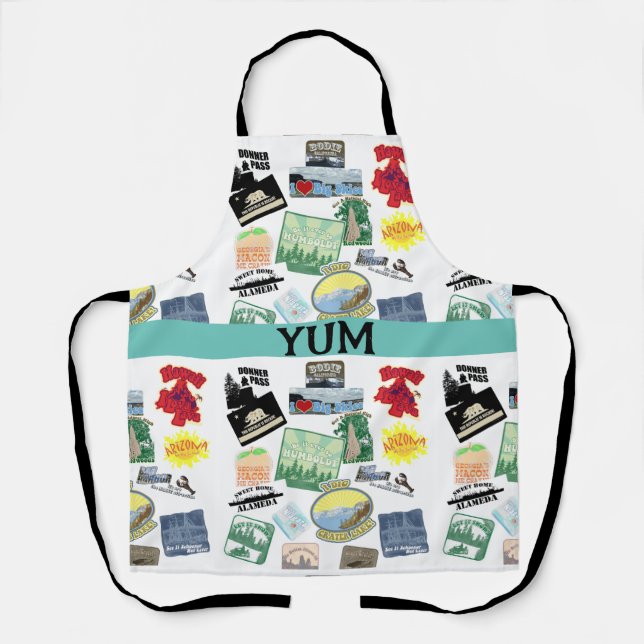 Epic Travel Logos Collage Design Tourist  Apron (Front)