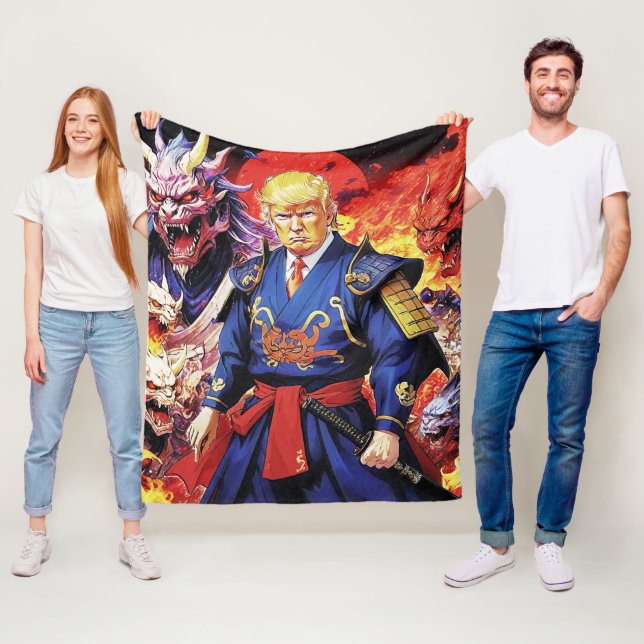 Epic Trump Samurai Anime Fleece Blanket (In Situ)
