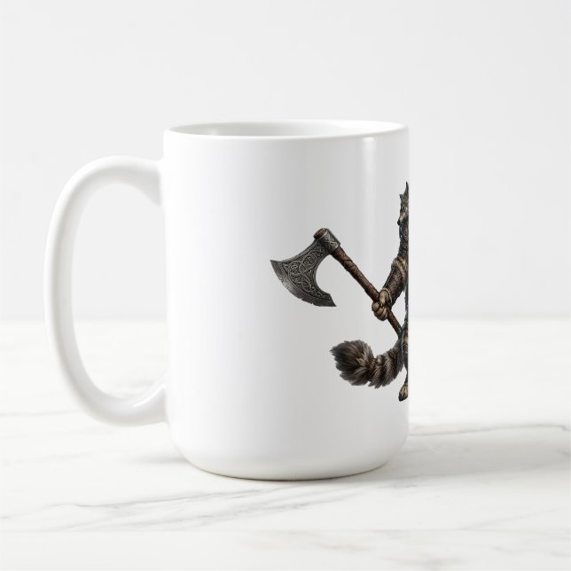 Epic Viking Maine Coon Cat Warrior  Coffee Mug (Left)