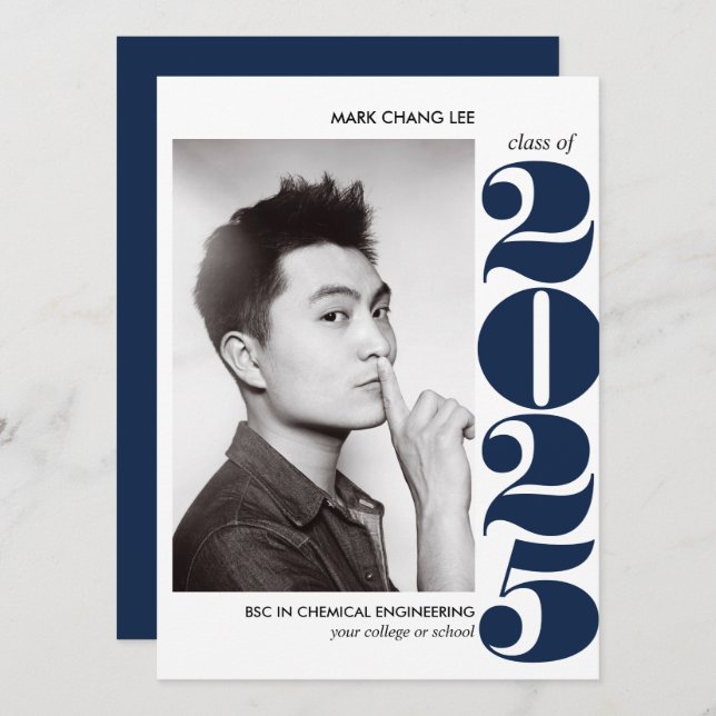 EPIC YEAR | NAVY BLUE COLLEGE PHOTO GRADUATION  CARD (Front/Back)