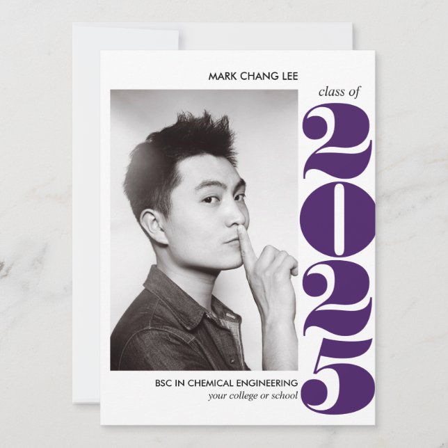 EPIC YEAR | PURPLE BOLD COLLEGE PHOTO GRADUATION  CARD (Front)
