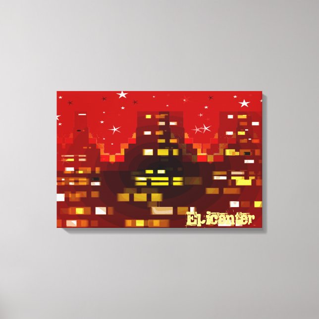 "Epicenter" Red City Skyline at Night canvas print (Front)