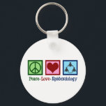 Epidemiologist Peace Love Epidemiology Keychain<br><div class="desc">A cute epidemiologist Christmas gift that features a peace sign,  heart,  and a circle of people to represent the branch of medicine that studies diseases and health to determine disease factors and prevention. Peace Love Epidemiology.</div>