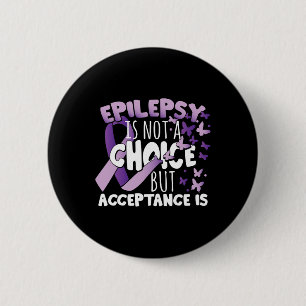 Epilepsy Awarenes Purple Ribbon  2 Inch Round Button
