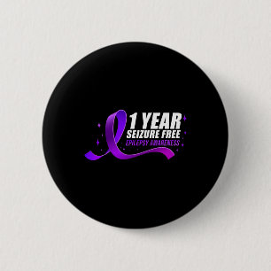 Epilepsy Awareness 1 Year Seizure Free Ribbon 1 2 Inch Round Button