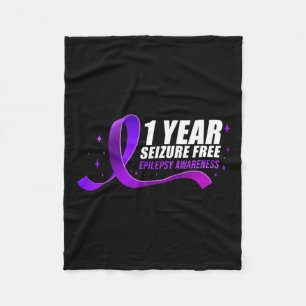 Epilepsy Awareness 1 Year Seizure Free Ribbon 1 Fleece Blanket