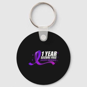 Epilepsy Awareness 1 Year Seizure Free Ribbon 1  Keychain