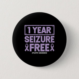Epilepsy Awareness 1 Year Seizure Free Ribbon 2 Inch Round Button