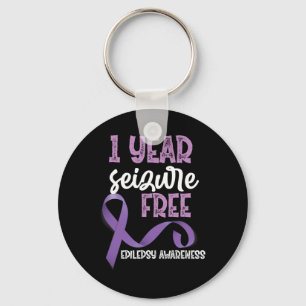 Epilepsy Awareness 1 Year Seizure Free Ribbon Keychain