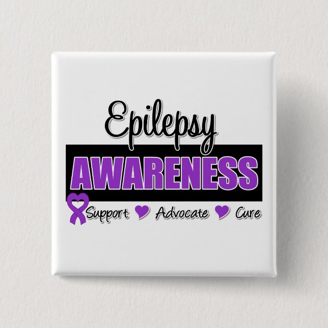 Epilepsy Awareness 2 Inch Square Button (Front)