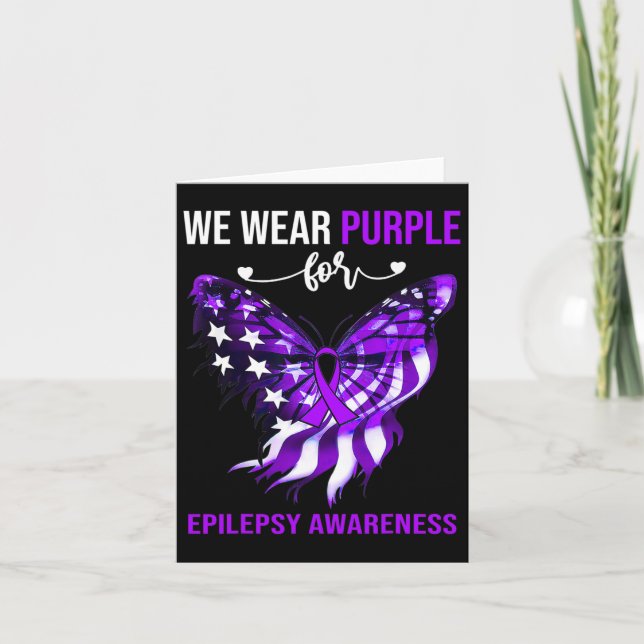 Epilepsy Awareness 4th July Purple Butterfly  Card (Front)