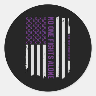 Epilepsy Awareness American Flag Epilepsy Classic Round Sticker