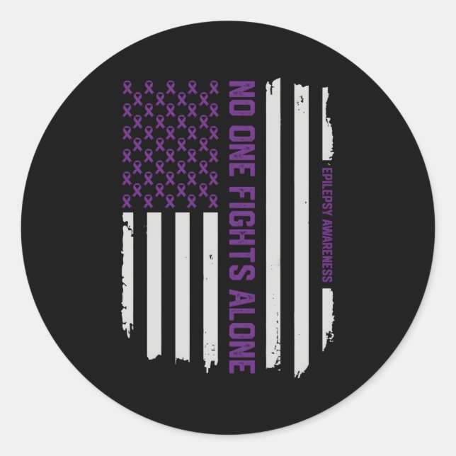 Epilepsy Awareness American Flag Epilepsy Classic Round Sticker (Front)