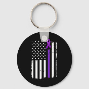 Epilepsy Awareness American Flag Purple Day Ribbon Keychain