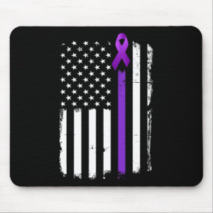 Epilepsy Awareness American Flag Purple Day Ribbon Mouse Pad