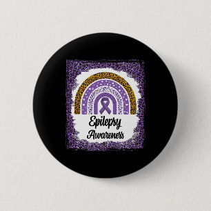 Epilepsy Awareness Bleached Rainbow Leopard Purple 2 Inch Round Button