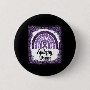 Epilepsy Awareness Bleached Rainbow Leopard Purple 2 Inch Round Button