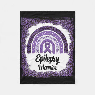 Epilepsy Awareness Bleached Rainbow Leopard Purple Fleece Blanket