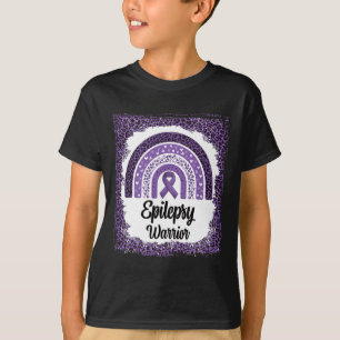 Epilepsy Awareness Bleached Rainbow Leopard Purple T-Shirt