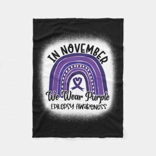Epilepsy Awareness Bleached Rainbow Purple Ribbon Fleece Blanket