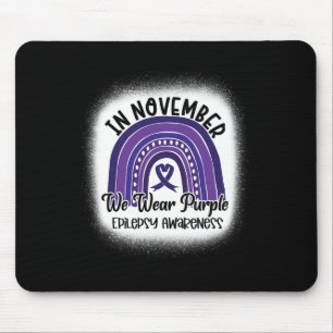 Epilepsy Awareness Bleached Rainbow Purple Ribbon  Mouse Pad