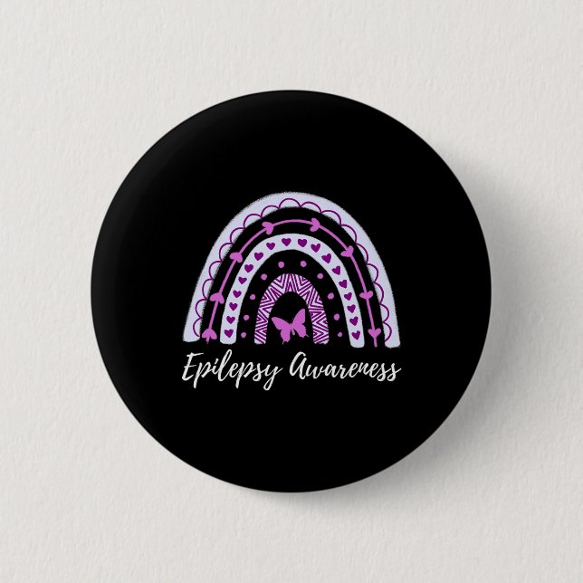 Epilepsy Awareness Boho Rainbow  2 Inch Round Button (Front)